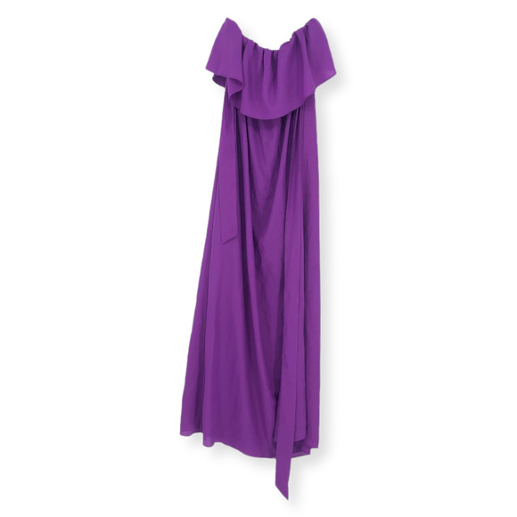 FOREVER 21 Maxi Dress Strapless Ruffled Trim Elastic Waist Purple Small - Picture 7 of 7